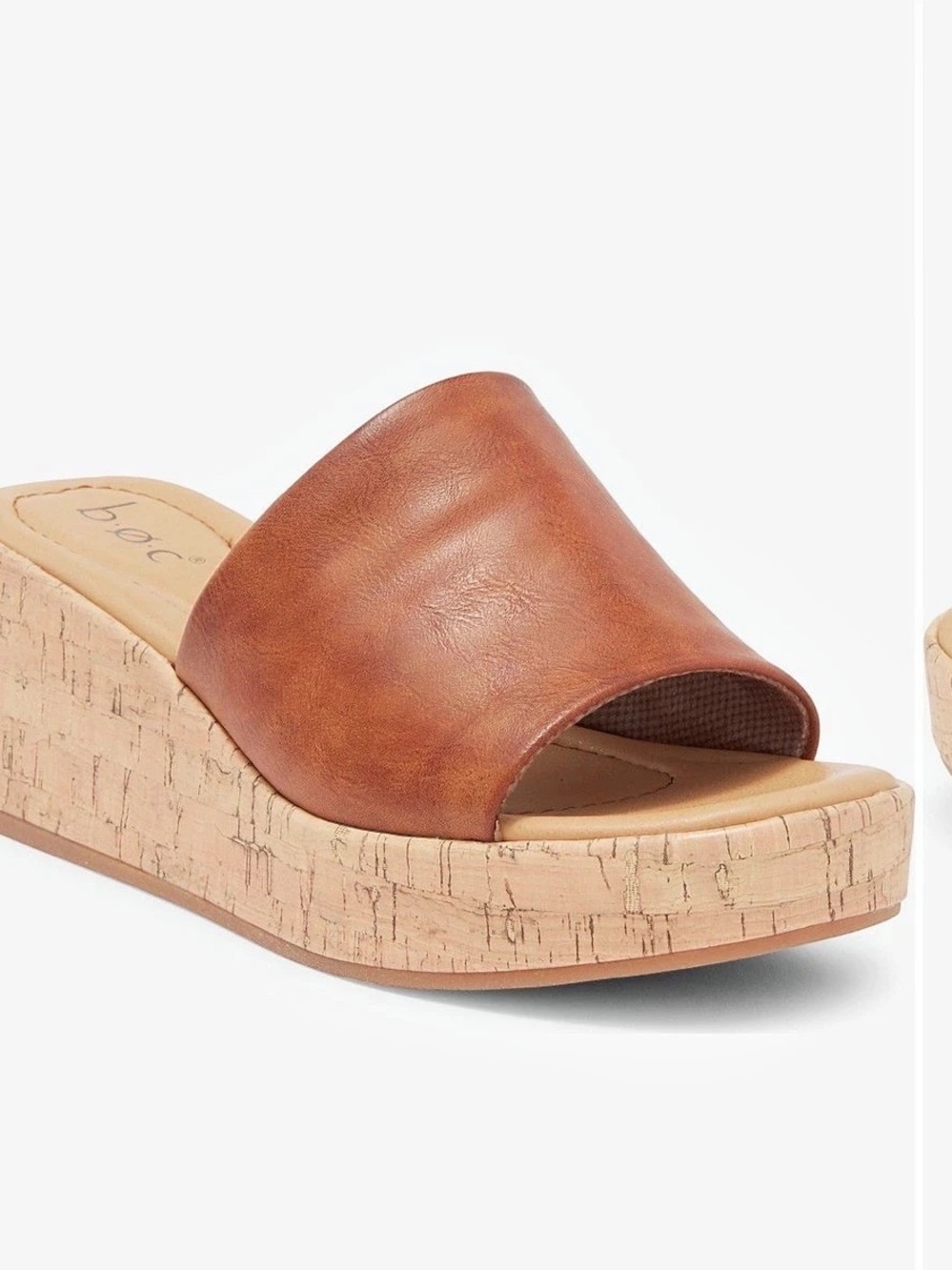 b.o.c Sunny Cork Platform Slide Wedge Sandal Brown & Tan
